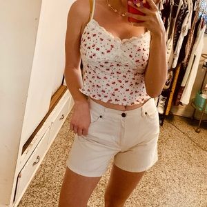 high waisted shorts cream khaki